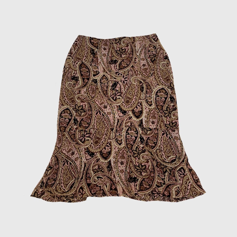 Jacob Paisley Midi Skirt in Pink and Brown